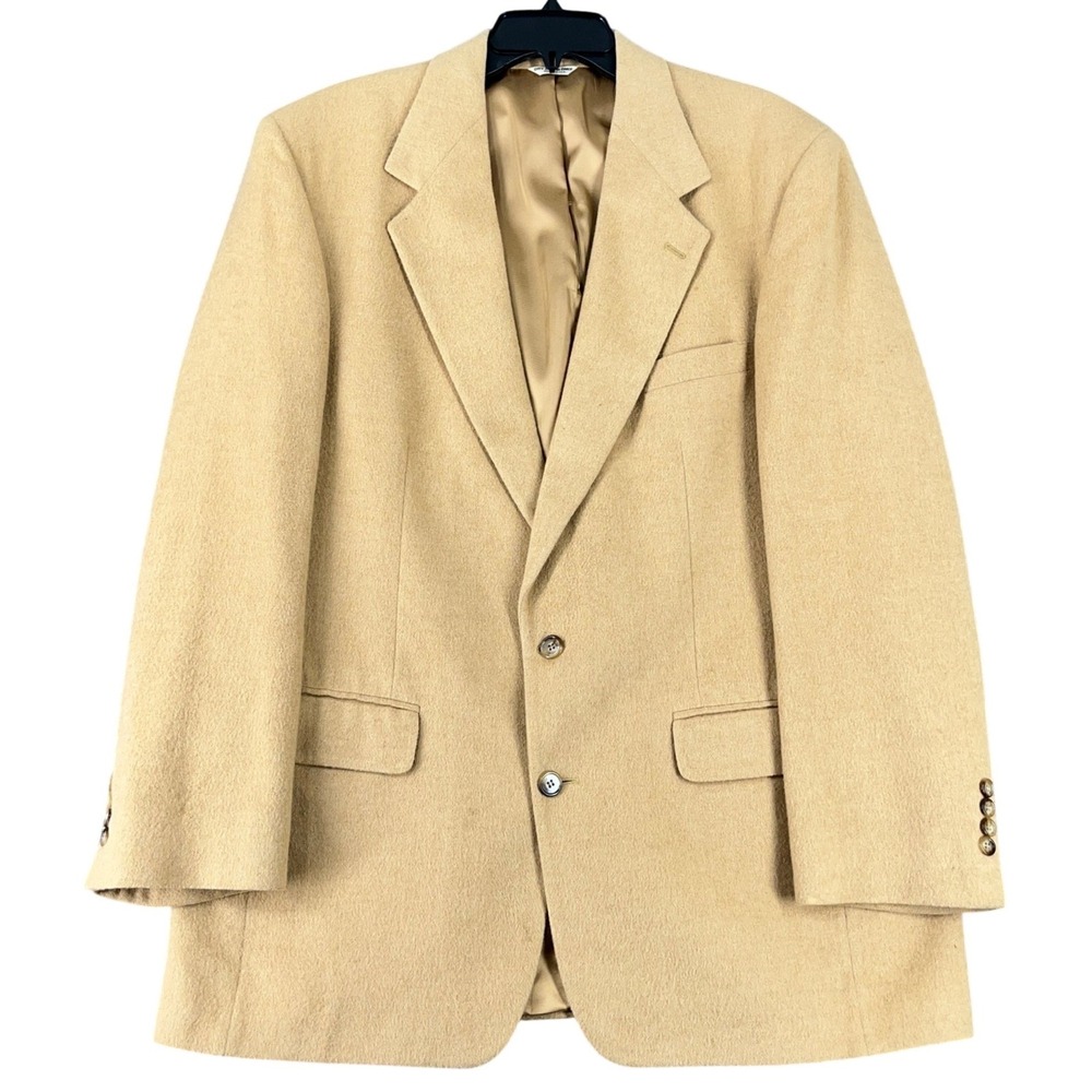 Classics Bill Blass Camel Hair‎ Blazer Mens 42 Tan Two Button Sport Coat USA